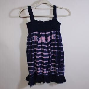 Little Angel Club Navy Blue Cotton Tie Dye Dress With Ruffles Size 8